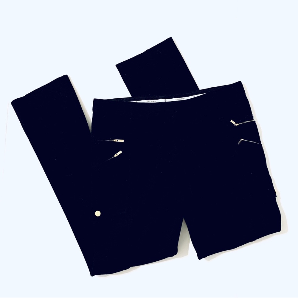 Tory Burch Black Knit Moto Pants S